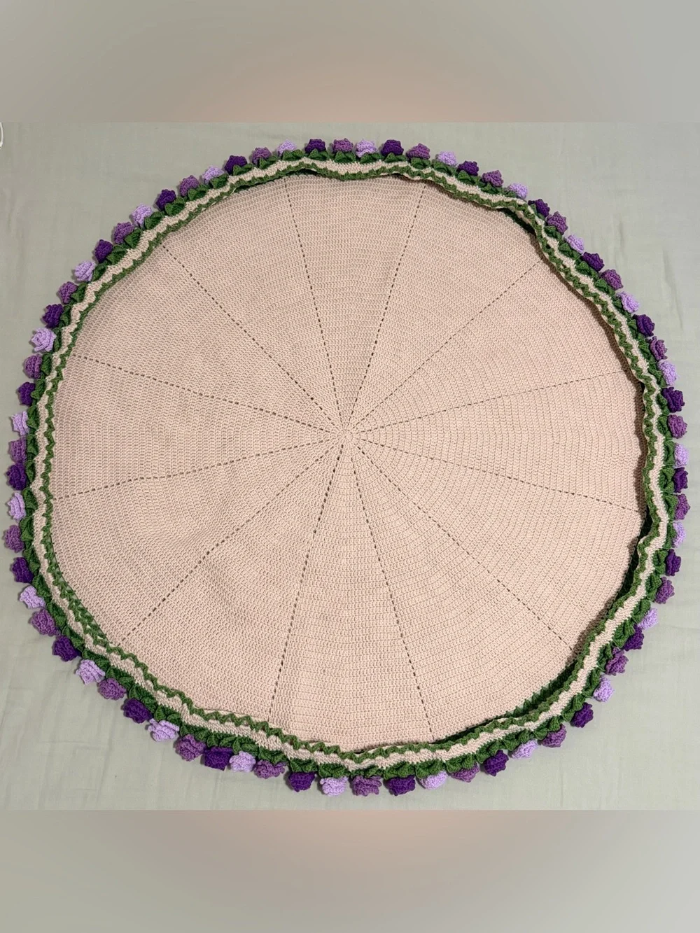 Handcrafted Purple Crochet Rose bouquet blanket